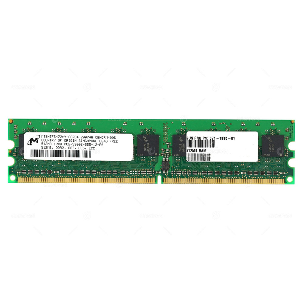 371-1998-01 SUN ORACLE MEMORY 512MB 1RX8 PC2 5300E 667MHZ 240 PIN CL5 ECC UDIMM DDR2 MT9HTF6472AY-667D4